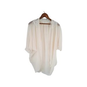 Vintage Hollywood Glam Peachy Beige Sheer Open Front Lingerie Robe One Size